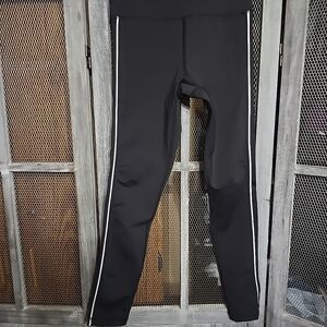 ZYIA Active, Light N' Tight, Black With White Logo Activewear Leggings, Sz 2